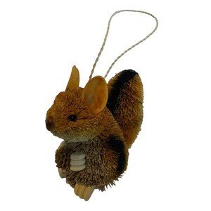 Handcrafted Sisal Squirrel Christmas Ornament With‎ Hanging Loop Natural Accents